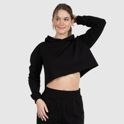 Damen Crop Hoodie Natalie Schwarz