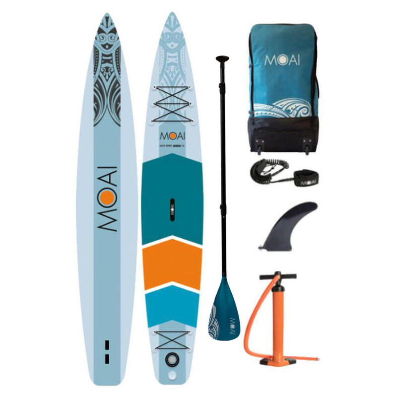 Moai 14'0" Touring SUP opblaasbaar board Wit-turkoois-oranje 425 x 71 x 15 cm