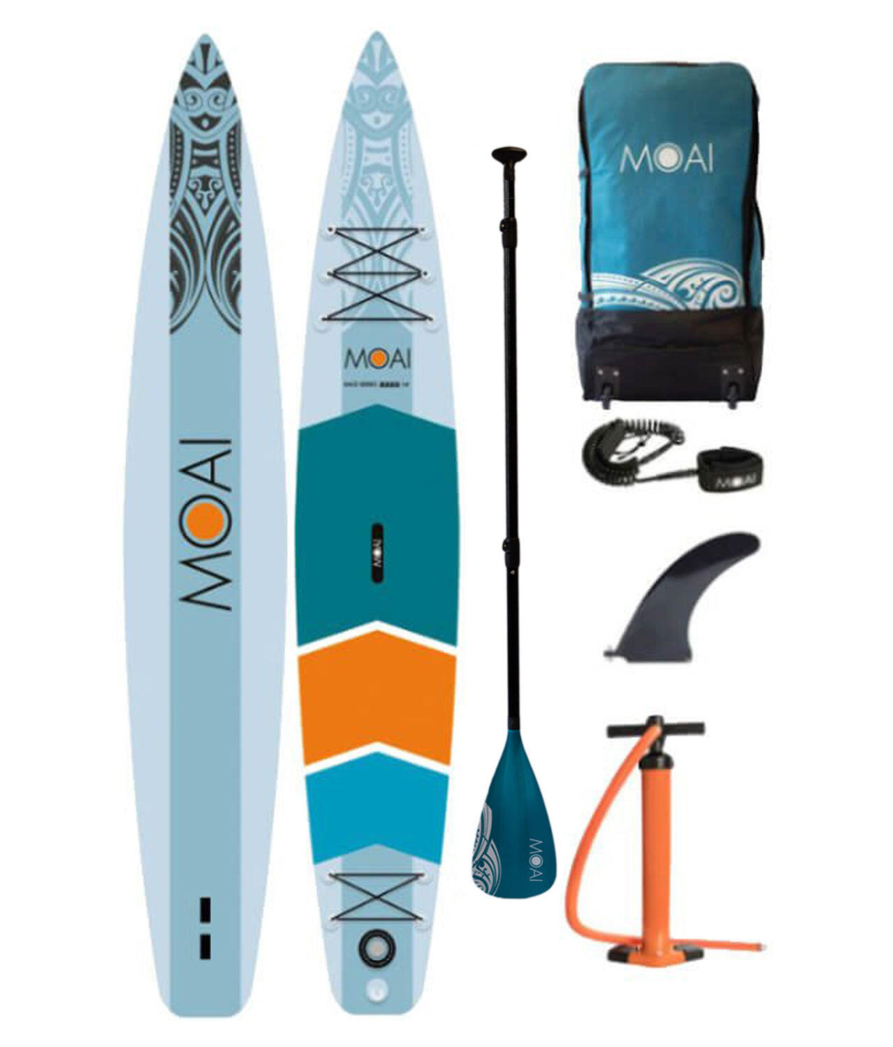 Moai 14'0" Touring SUP opblaasbaar board Wit-turkoois-oranje 425 x 71 x 15 cm 1/7