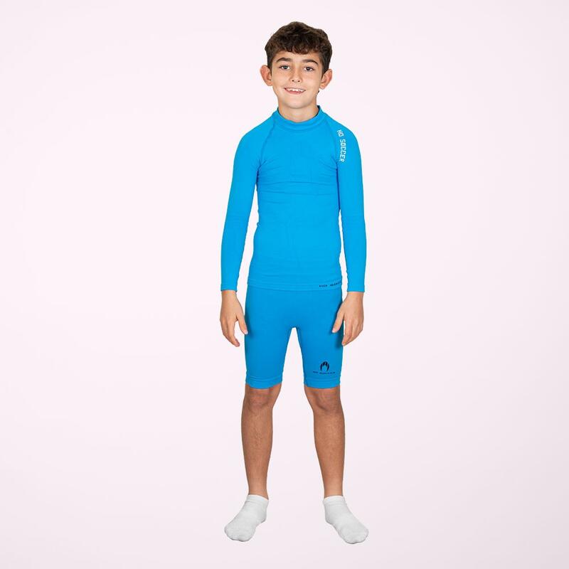 T-shirt de football thermique à manches longues pour enfants, bleu