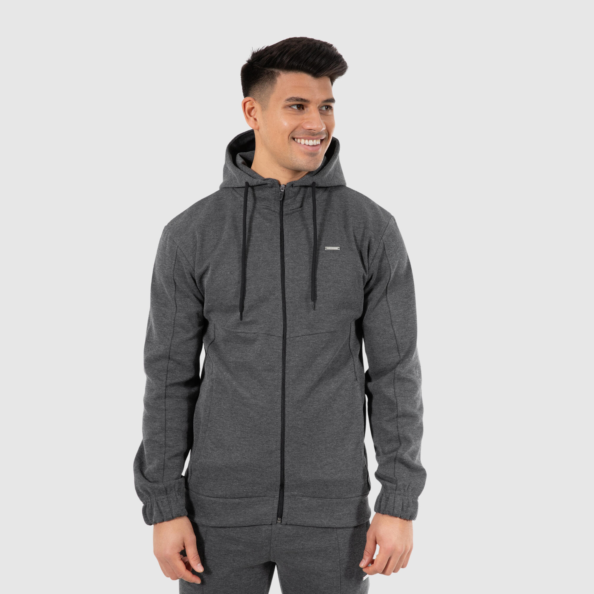 SMILODOX Herren Sweatjacke Nash Anthrazit Melange
