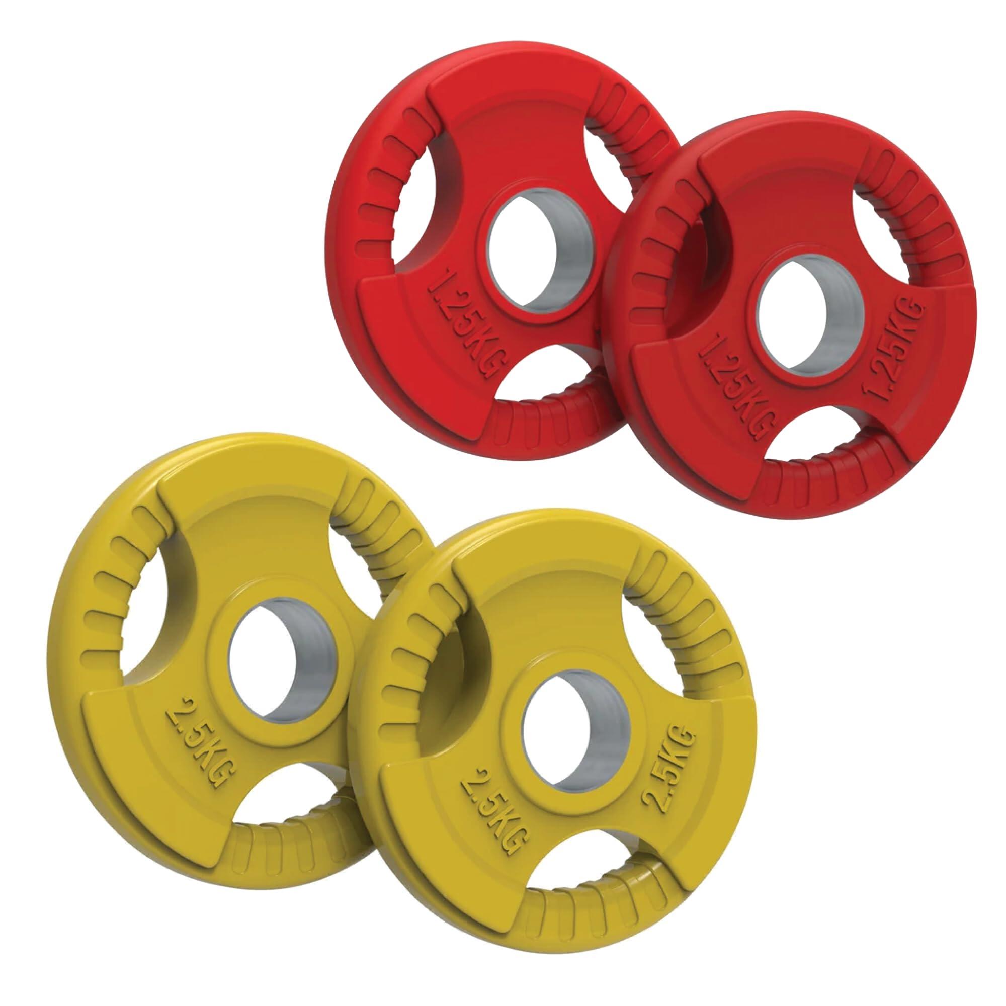 Olympic Tri-Grip Rubber Weight Plates - Colour SET (2x 1.25kg+2x 2.5kg) 1/6
