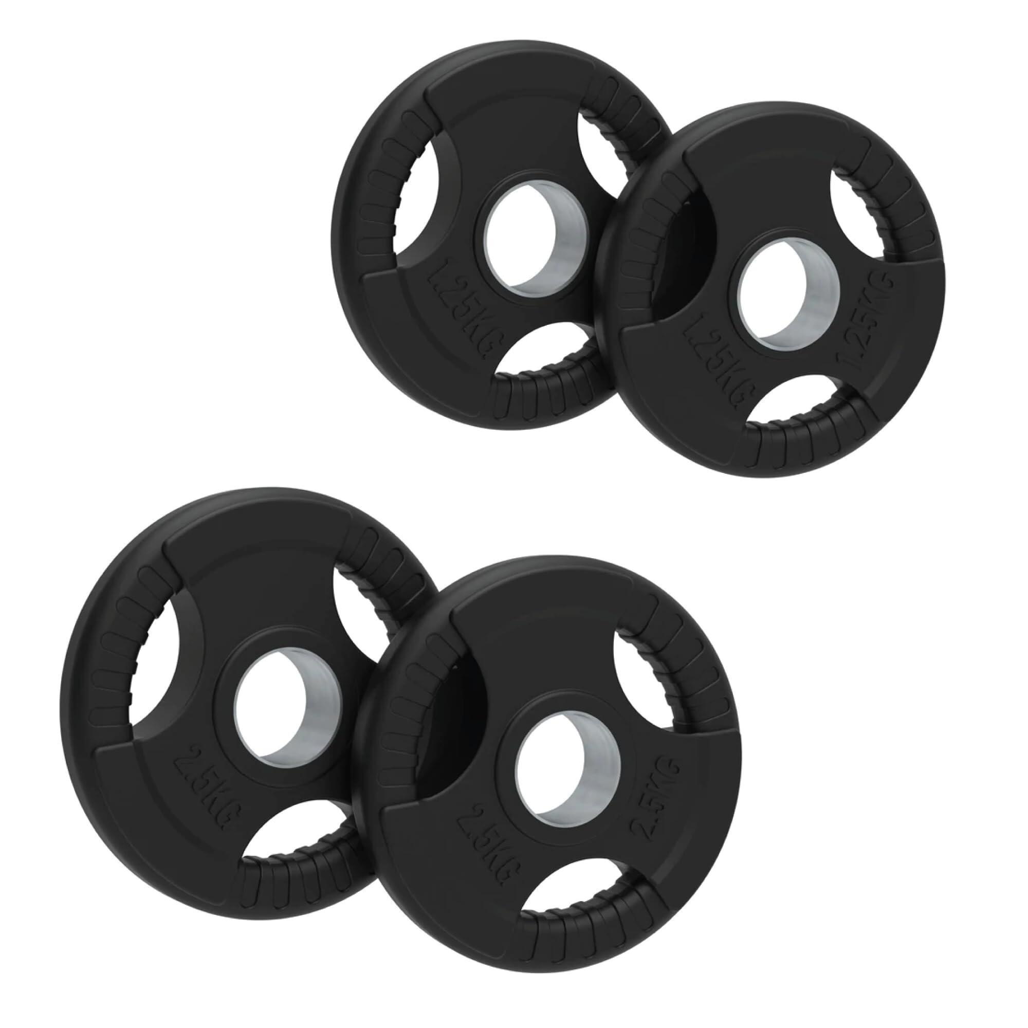 BODY REVOLUTION Olympic Tri-Grip Rubber Weight Plates - Black SET (2x 1.25kg + 2x 2.5kg)