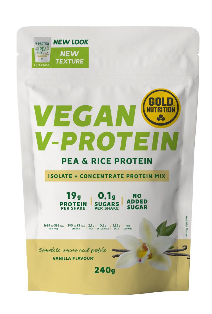 GOLD NUTRITION PROTEÍNA VEGETARIANA V-PROTEIN BAUNILHA - 240 G