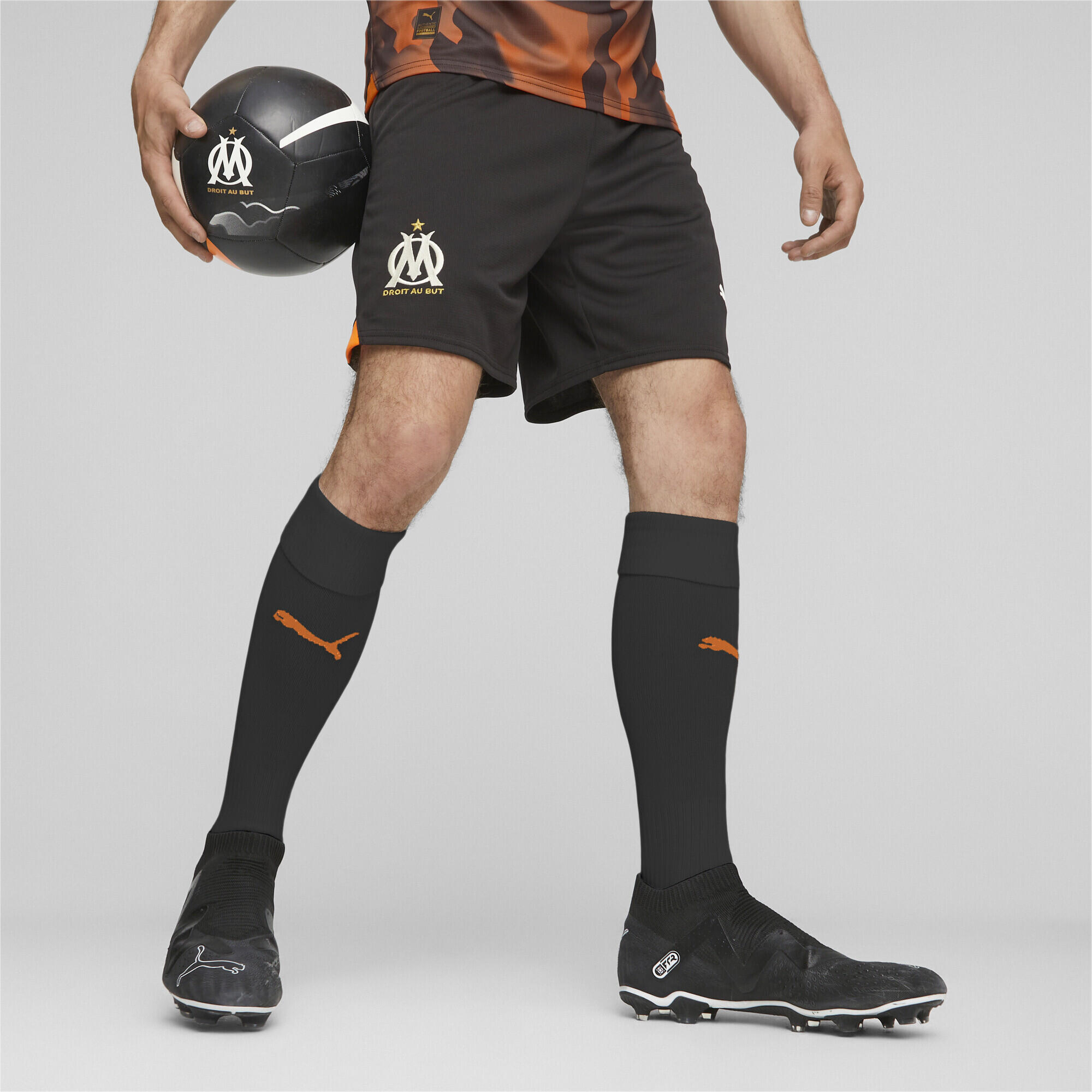 Shorts da calcio Olympique de Marseille PUMA Black Rickie Orange 2/7