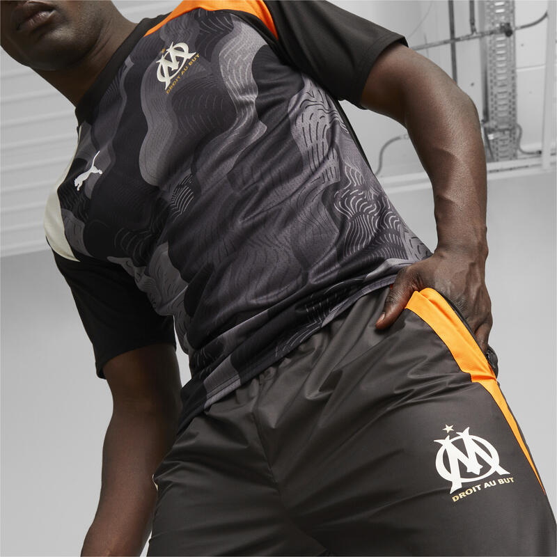 Pantalones de fútbol OM prepartido PUMA Black Flat Dark Gray