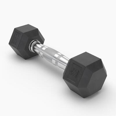Hexagonale rubberen dumbbell (individueel) - 1 kg