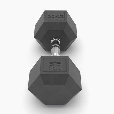 Hexagonale rubberen dumbbell (individueel) - 9 kg