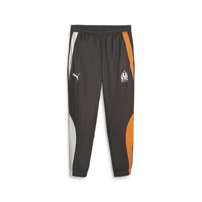 Pantalones de fútbol OM prepartido PUMA Black Flat Dark Gray