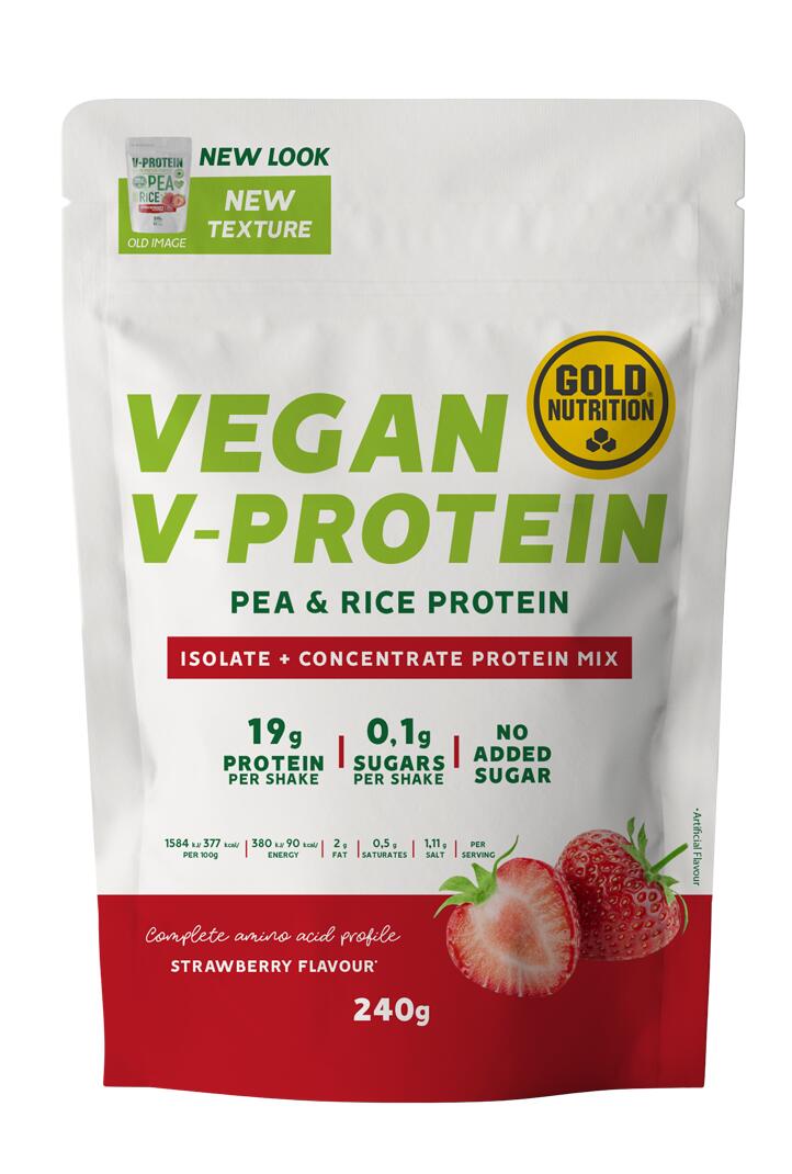 GOLD NUTRITION PROTEÍNA VEGETARIANA  V-PROTEIN MORANGO - 240 G