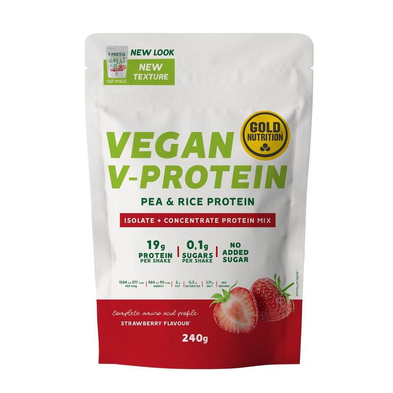 Pudra proteica vegetala, GoldNutrition, V Protein Capsuni, 240 g