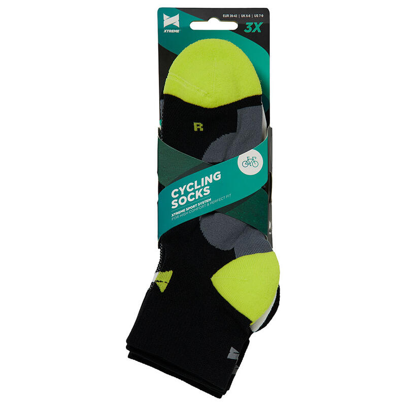 Chaussettes cyclistes longues XTREME noires 3-Paires