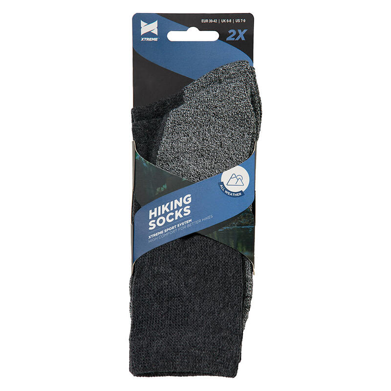 Xtreme – Wandersocken Unisex – Multi Anthrazit – 35/38 – 2 Paar – Wandersocken