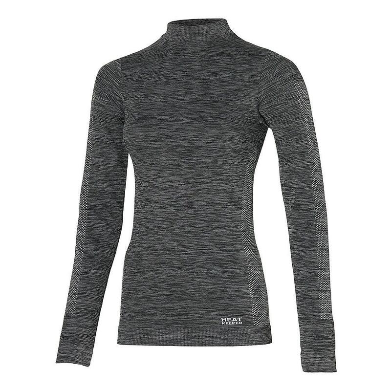 Thermoshirt dames - Zwart melange - 1-Stuk - Thermo shirt dames lange mouw