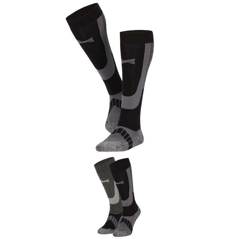 Xtreme - Skisokken Unisex - 4-Pack - Zwart - Maat 39/42 - Skisokken dames -