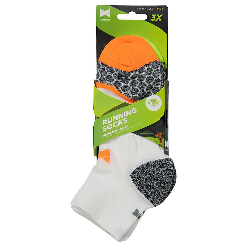 Xtreme Chaussettes de course mi-hauteur 3 paires Multicolore Blanc