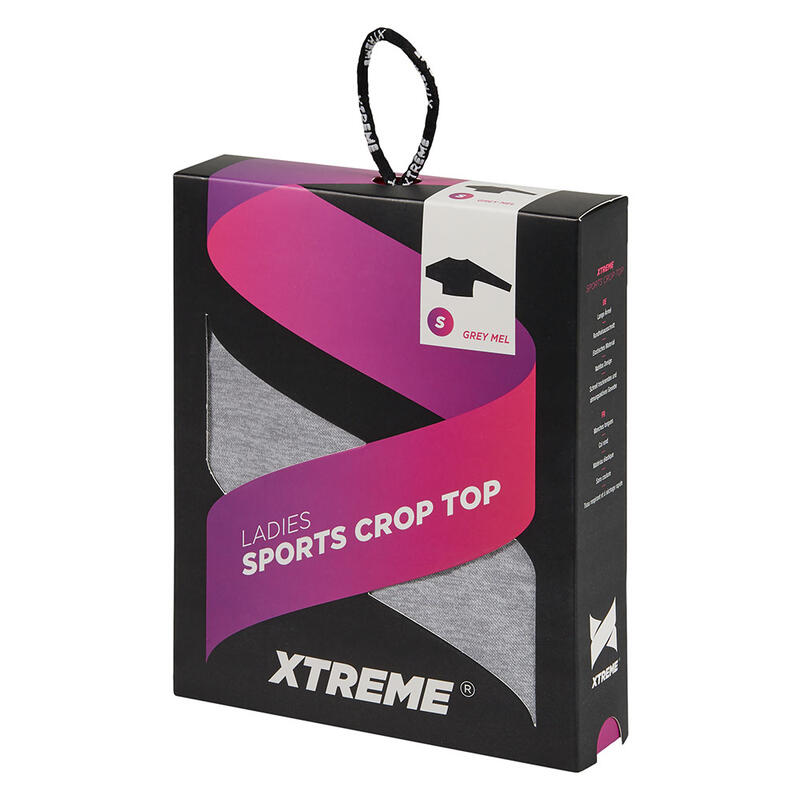 Xtreme - Sport crop top dames - Lange mouwen - Grijs - L - 1-Stuk - Sport top
