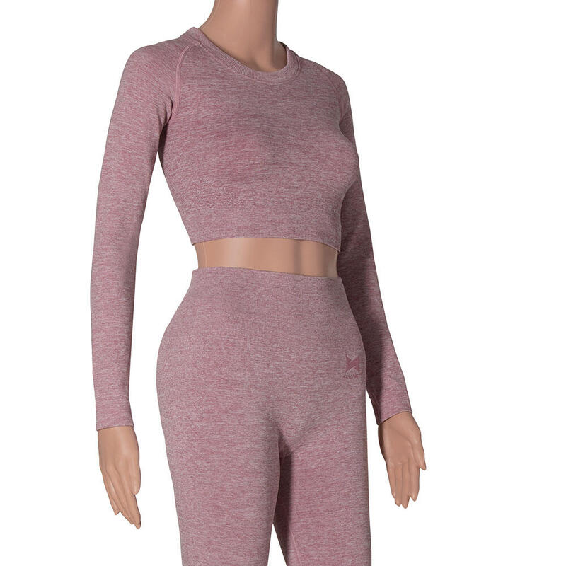 Xtreme - Sport crop top dames - Lange mouwen - Roze - L - 1-Stuk - Sport top