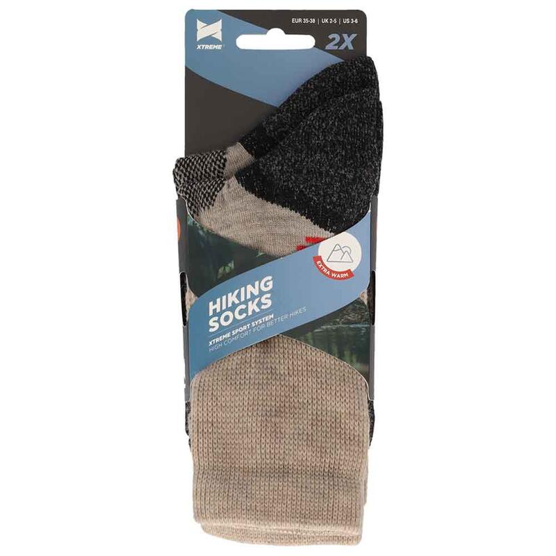 Xtreme - Hiking sokken Wol - Beige - 45/47 - 4-Paar - Multipack Hiking sokken