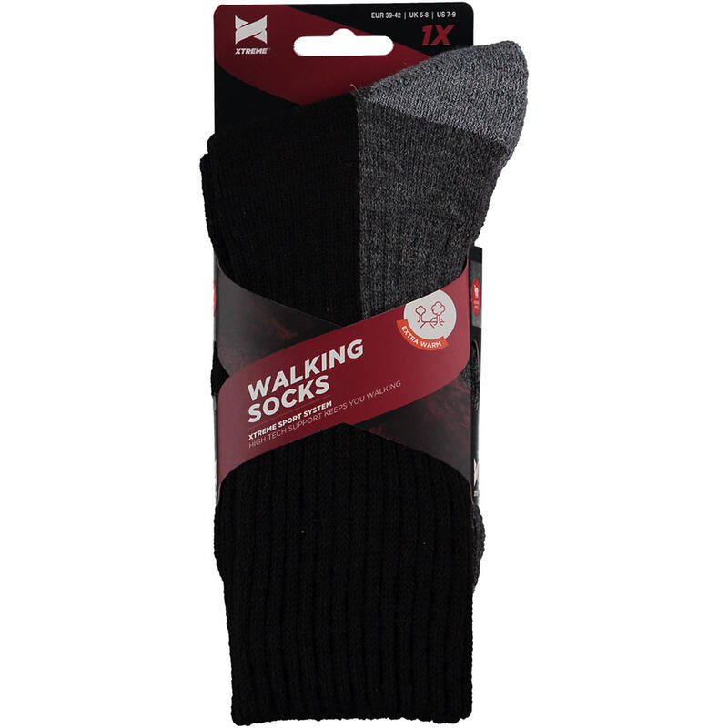 Xtreme - Wandelsokken Unisex - Multi zwart - 42/45 - 1-Paar - Merino Wollen