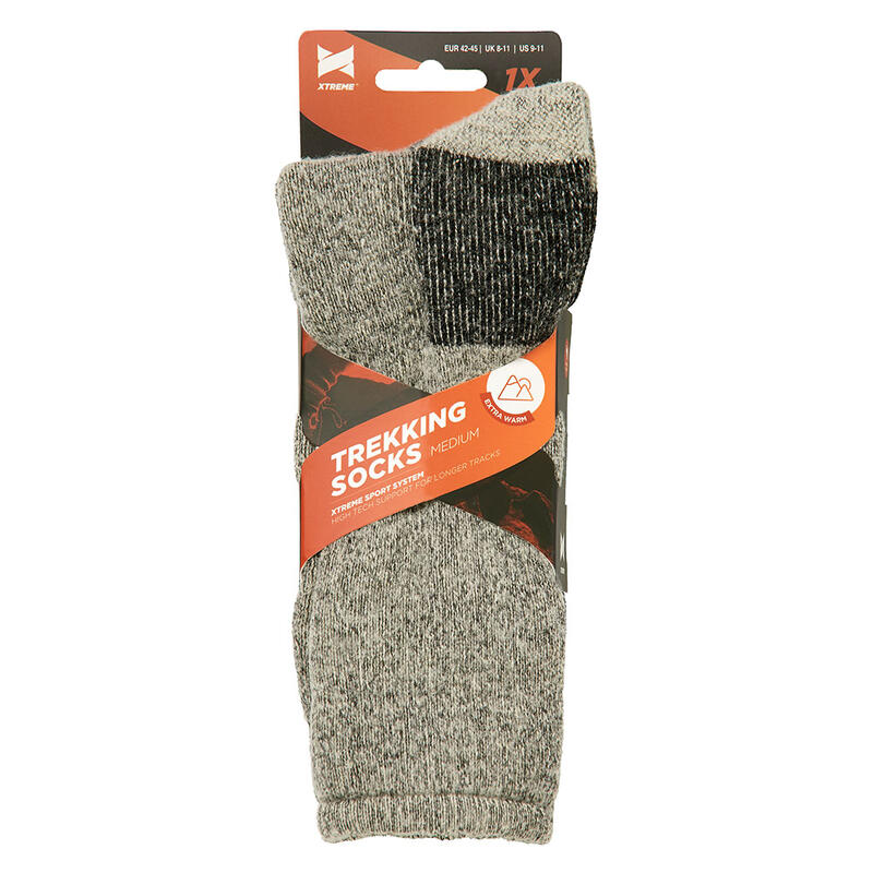 Xtreme - Medium Tracking sokken - Grijs - 35/38 - 2-Paar - Wandelsokken
