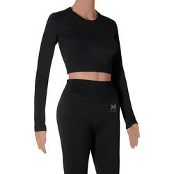 Xtreme - Sport crop top dames - Lange mouwen - Zwart - S - 1-Stuk - Sport top