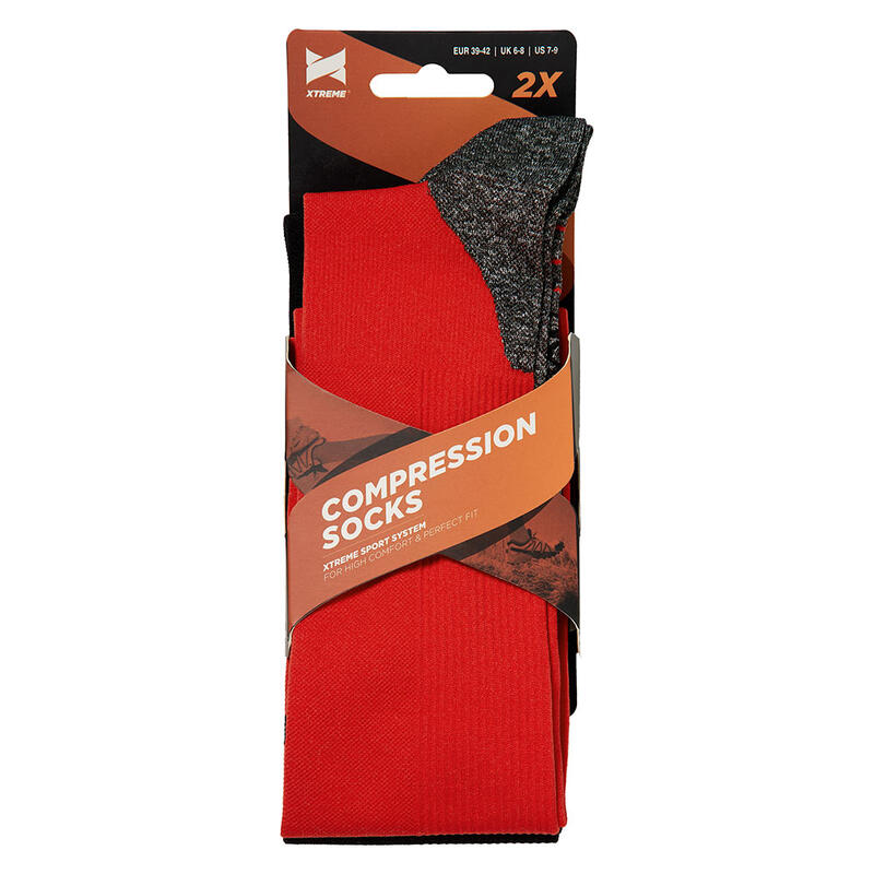 Xtreme - Running/Compressiesokken - 4-Pack - Rood - 45/47 - Compressiekousen