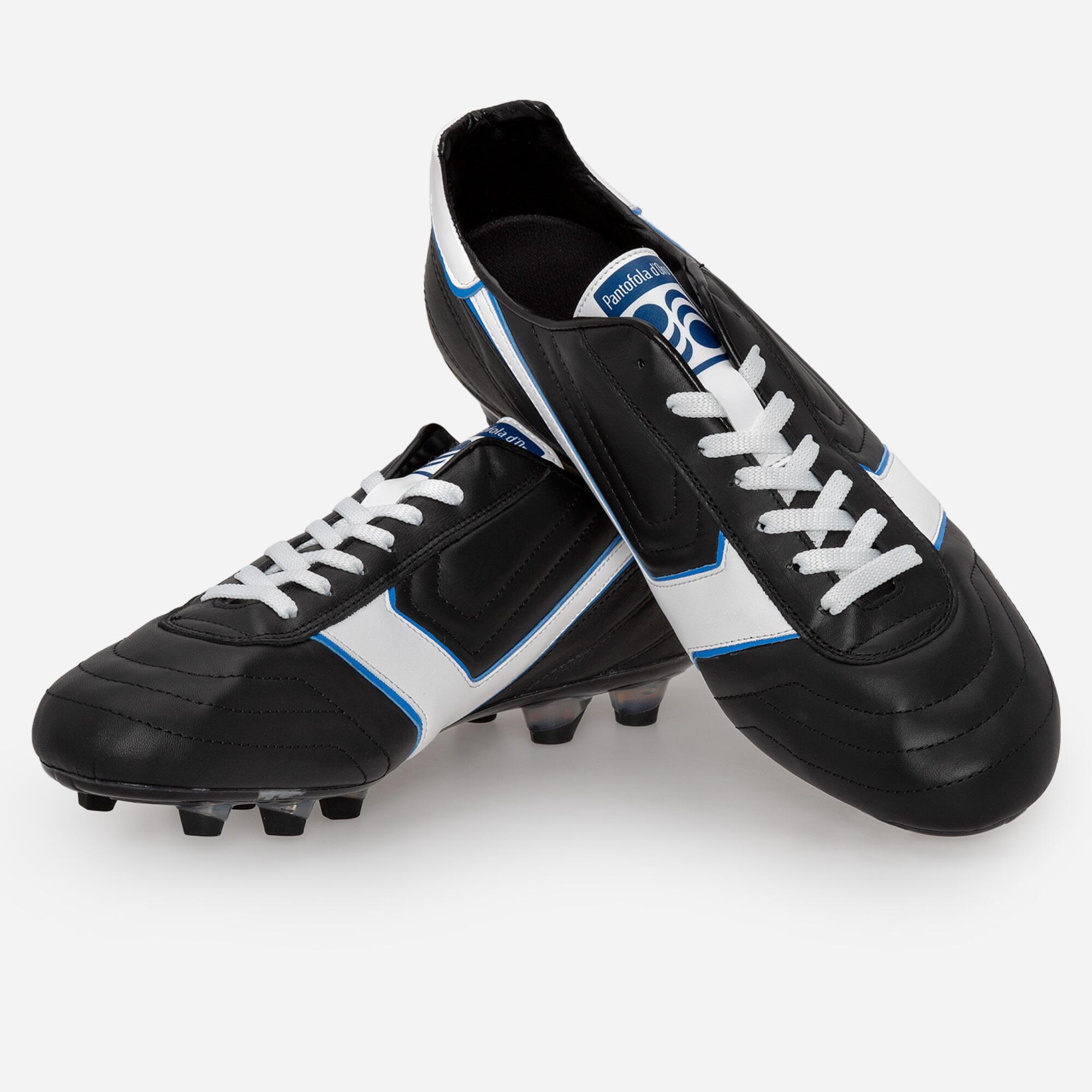 Scarpe calcio uomo MODENA CANGURO nero/bianco/azzurro suola PU CX nera 5/5