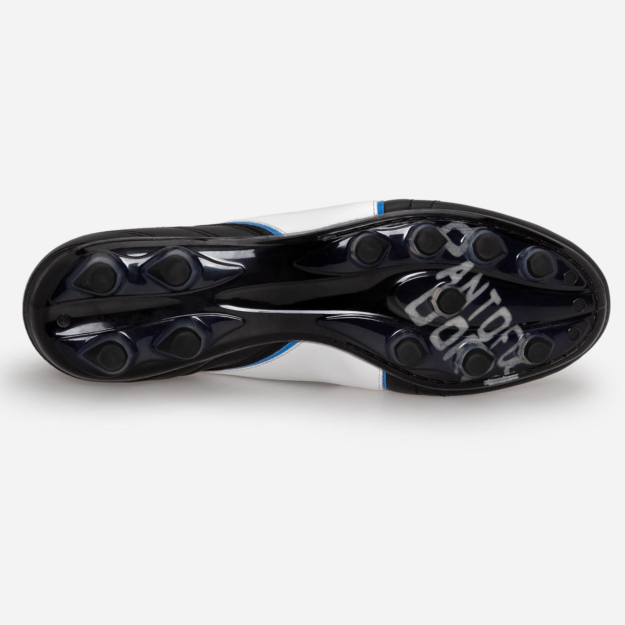 Scarpe calcio uomo MODENA CANGURO nero/bianco/azzurro suola PU CX nera 3/5
