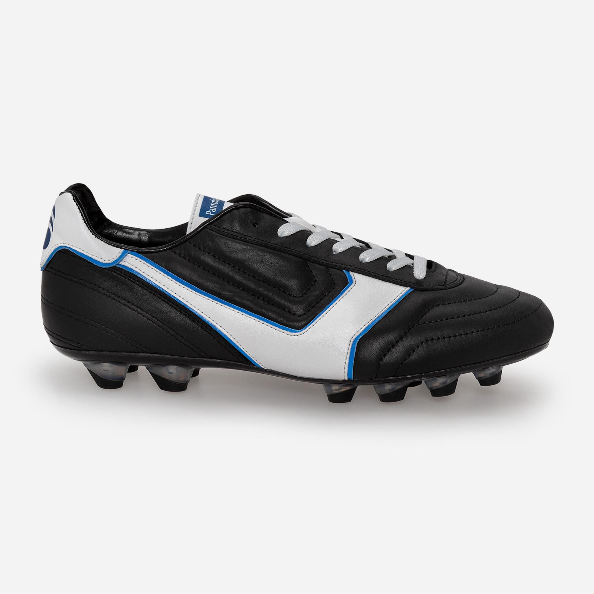 Scarpe calcio uomo MODENA CANGURO nero/bianco/azzurro suola PU CX nera 2/5
