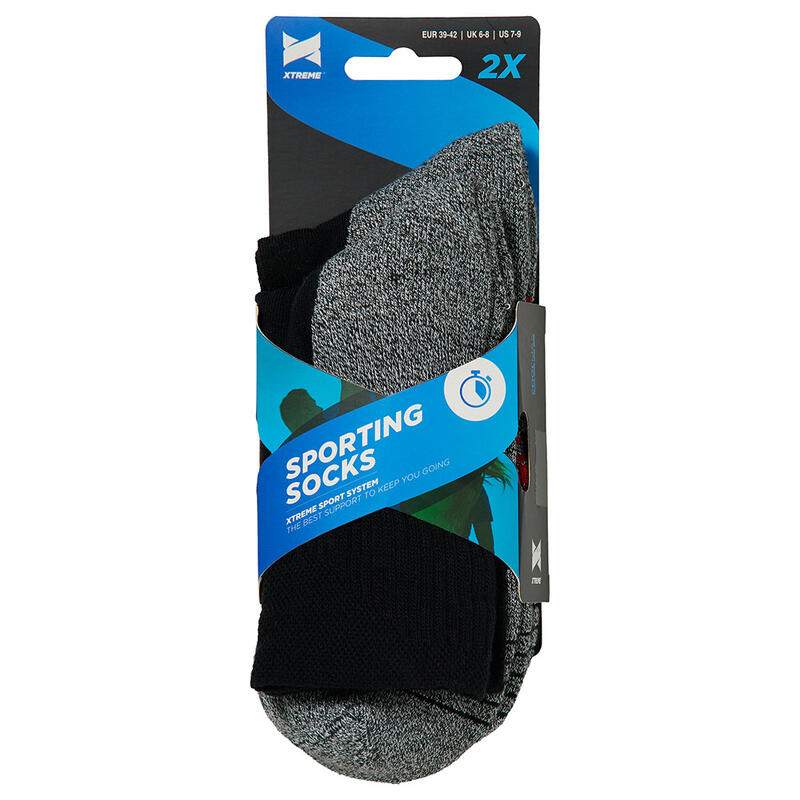 Xtreme - Chaussettes de sport mi-hautes - Unisexe - Paquet de 4 - Noir -