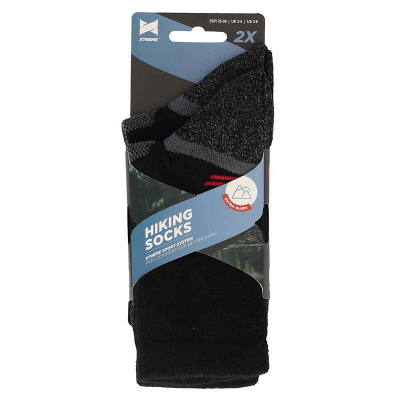 Chaussettes de randonnée noires adultes 2-PACK