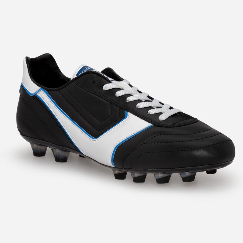 Scarpe calcio uomo MODENA CANGURO nero/bianco/azzurro suola PU CX nera