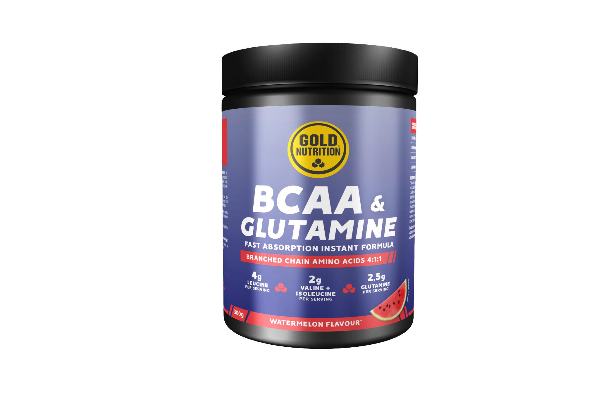 GOLD NUTRITION AMINOÁCIDOS ESSENCIAIS BCAA & GLUTAMINA EM PÓ MELANCIA - 300 G