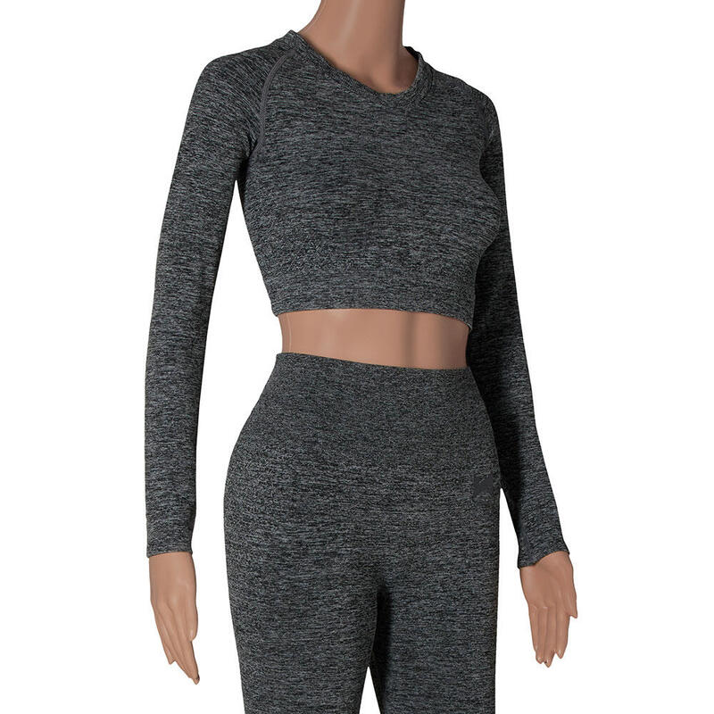 Xtreme Sportswear Crop Top de sport manches longues antrachite