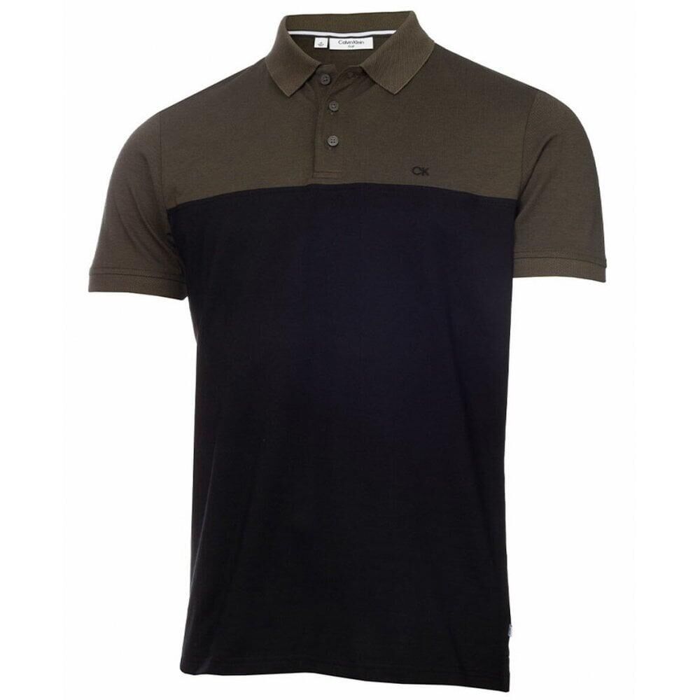 CALVIN KLEIN Calvin Klein COLOUR BLOCK POLO SHIRT Olive Marl/Black