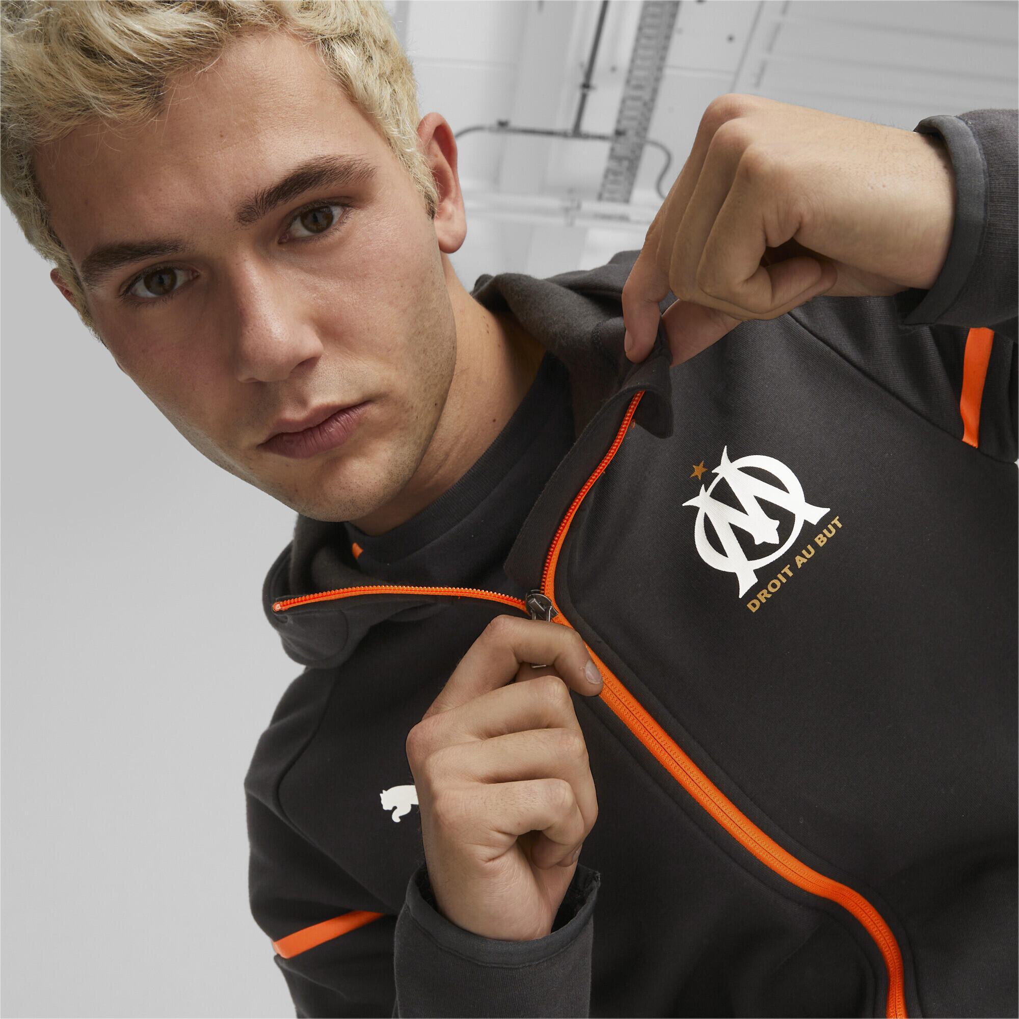 Veste capuche Casuals Olympique de Marseille PUMA Black Rickie Orange