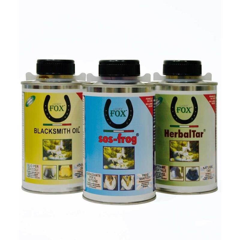 Set 3 pezzi cura dello zoccolo SOS Frog + Herbal Tar + Blacksmith Oil 500 ml pro