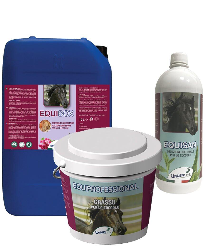 UNION BIO KIT SALVAGUARDIA del PIEDE CAVALLO: Equisan soluzione zoccolo 1L + Equiprofessio