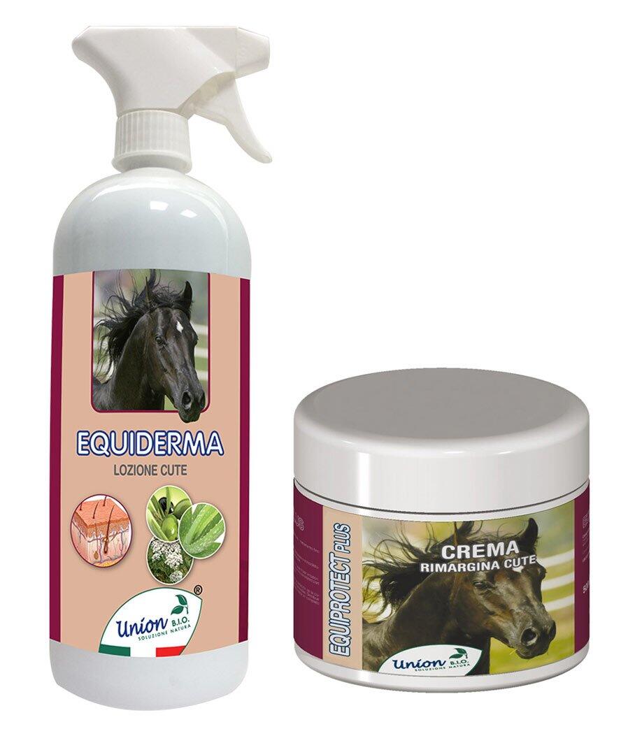 Image of EQUIPROTECT PLUS crema cute 500 ml + EQUIDERMA lozione cute 1 litro | Union Bio