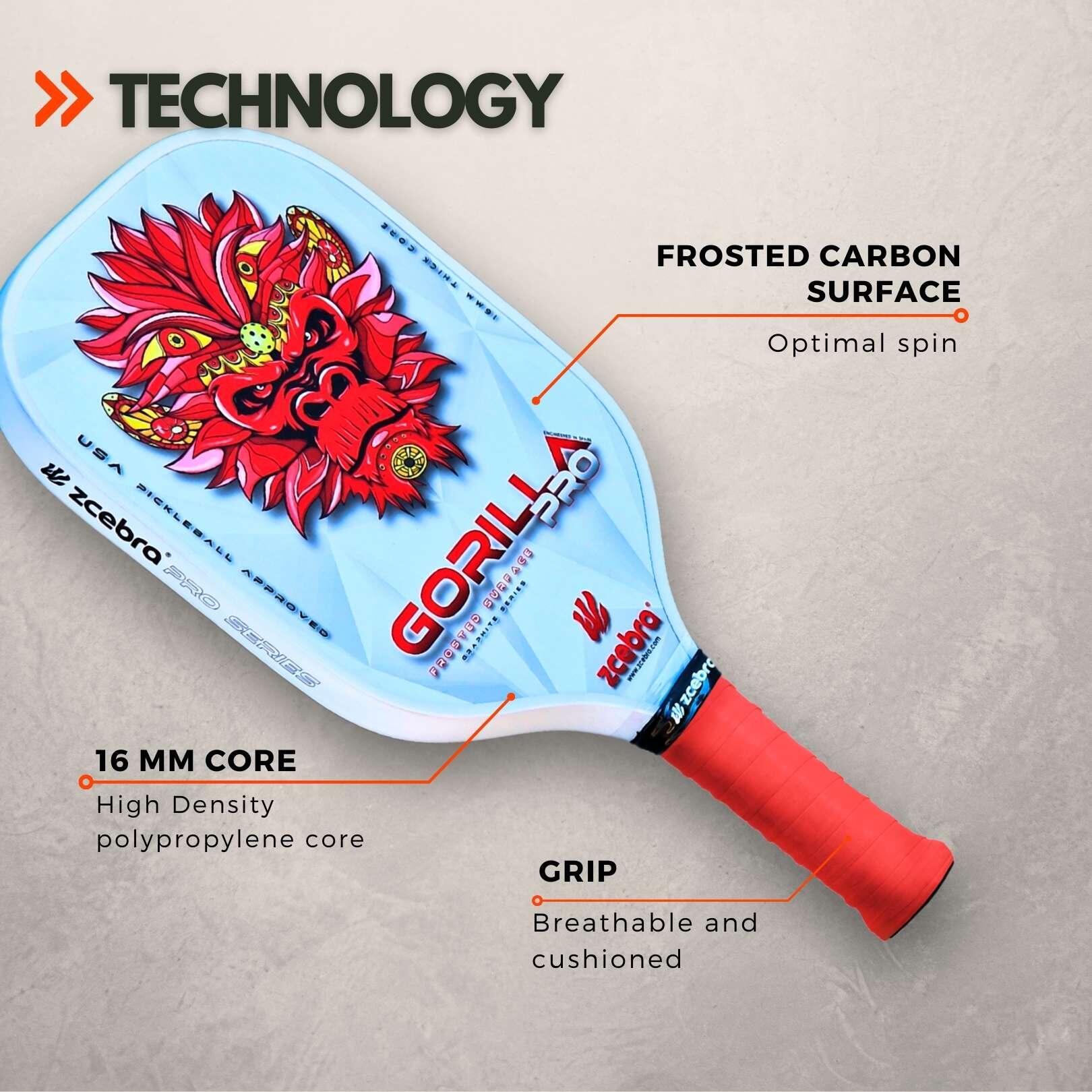 Pala de Pickleball Zcebra Gorilla Pro Pure Carbon | Decathlon