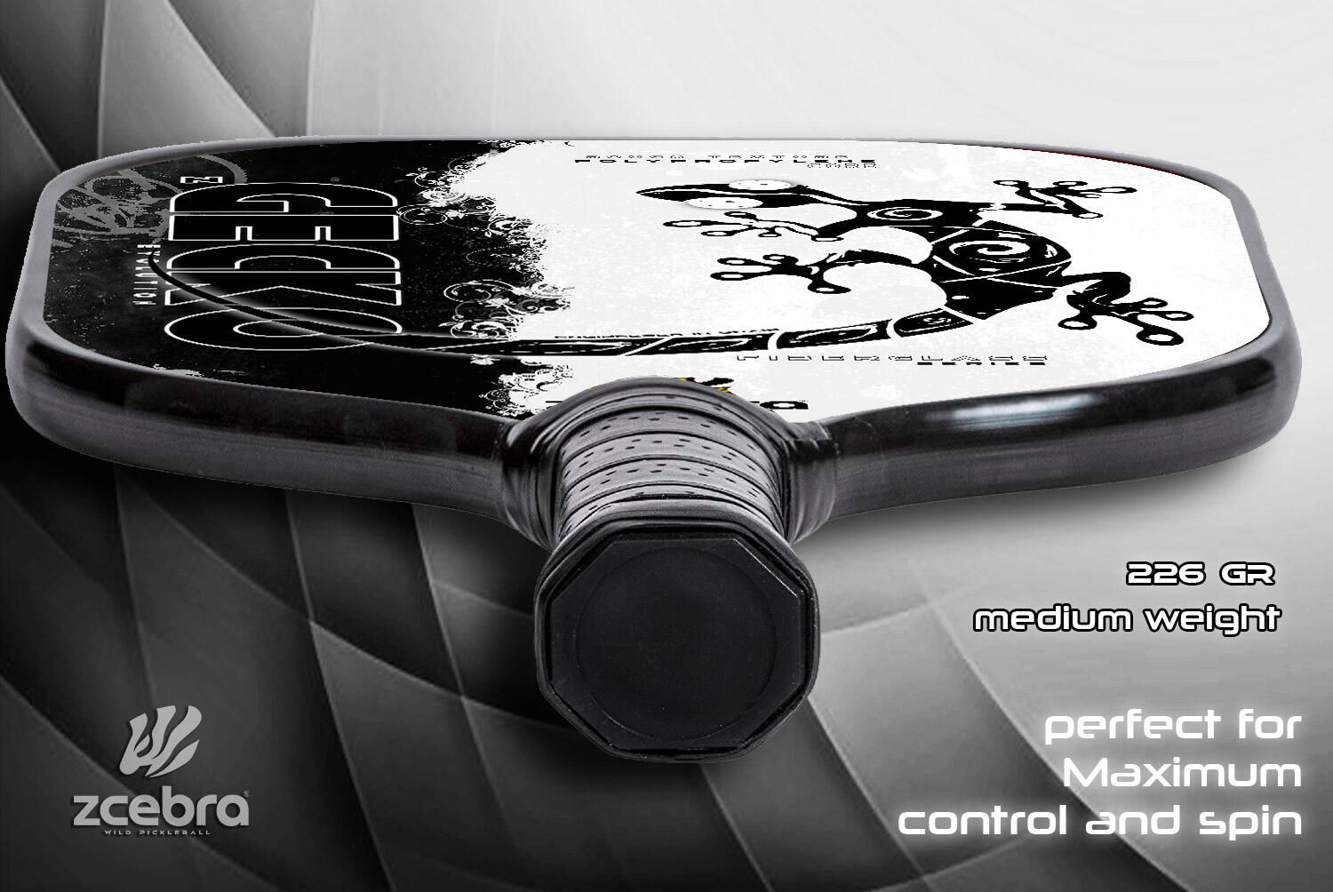 Pala de Pickleball Zcebra Zgecko Fiberglass Series WHITE 4/7