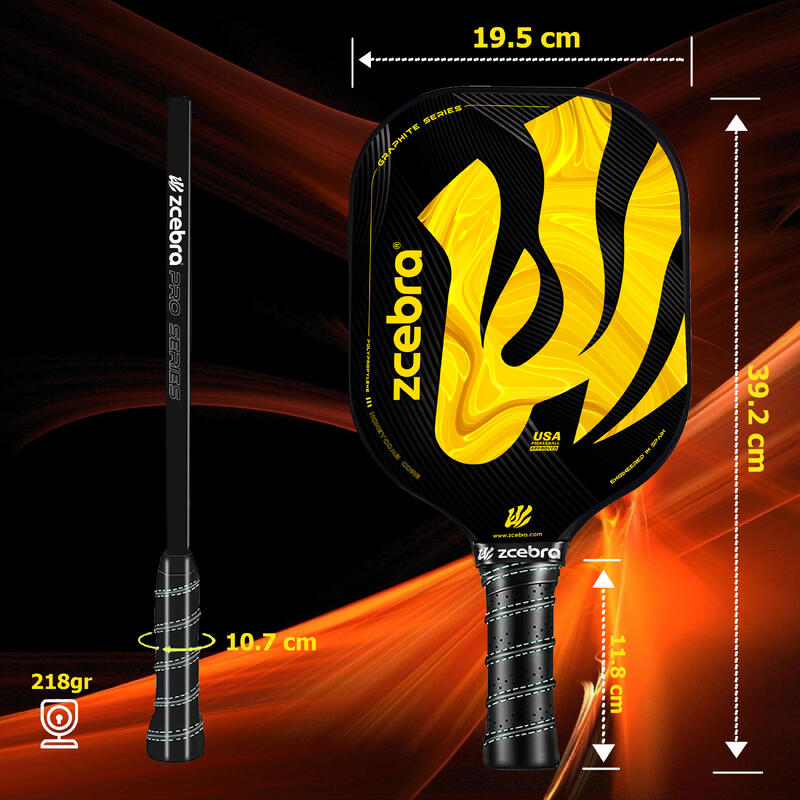 Raquette de pickleball Zcebra Graphite Series JAUNE
