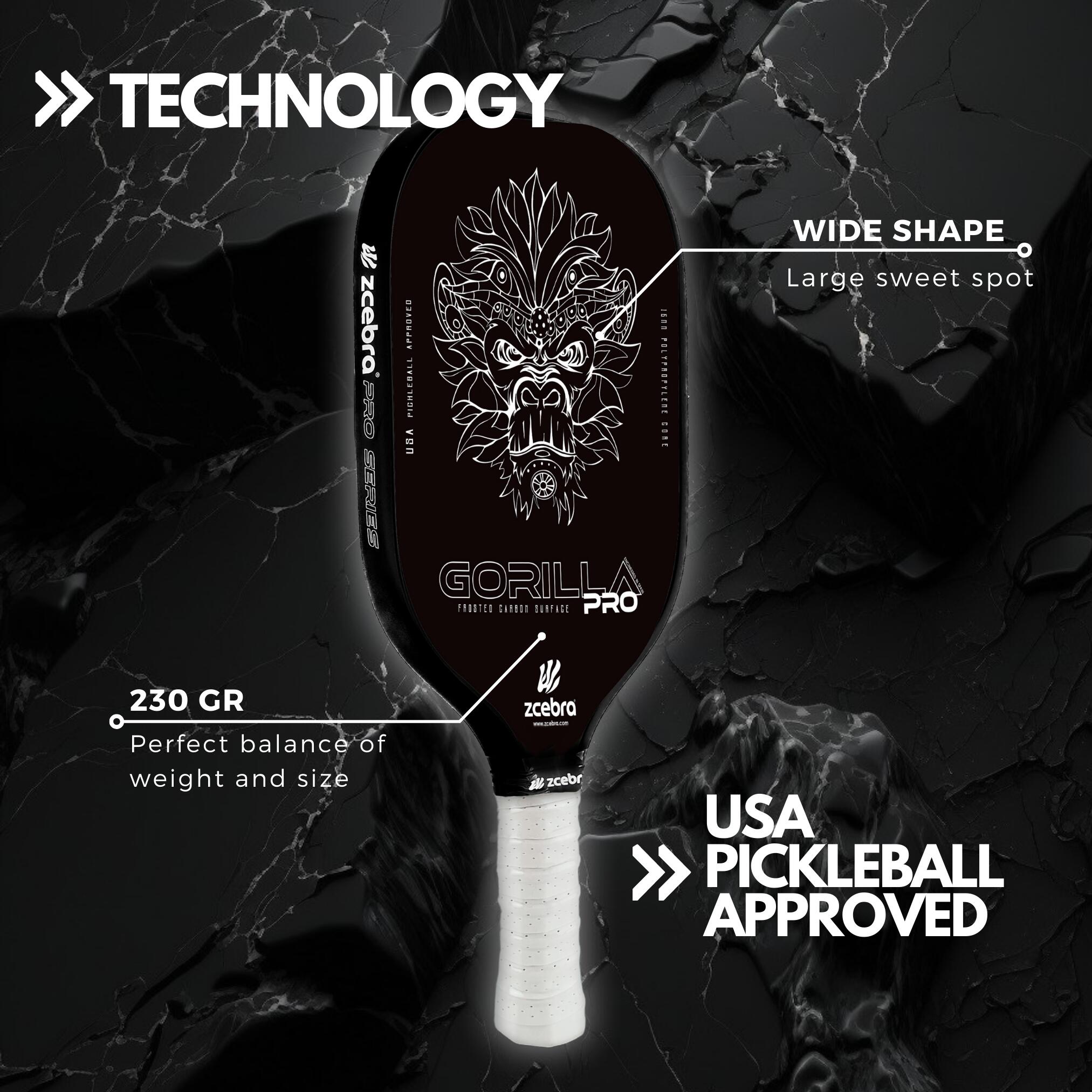 Pala de Pickleball Zcebra Gorilla Pro Pure Carbon 3/5