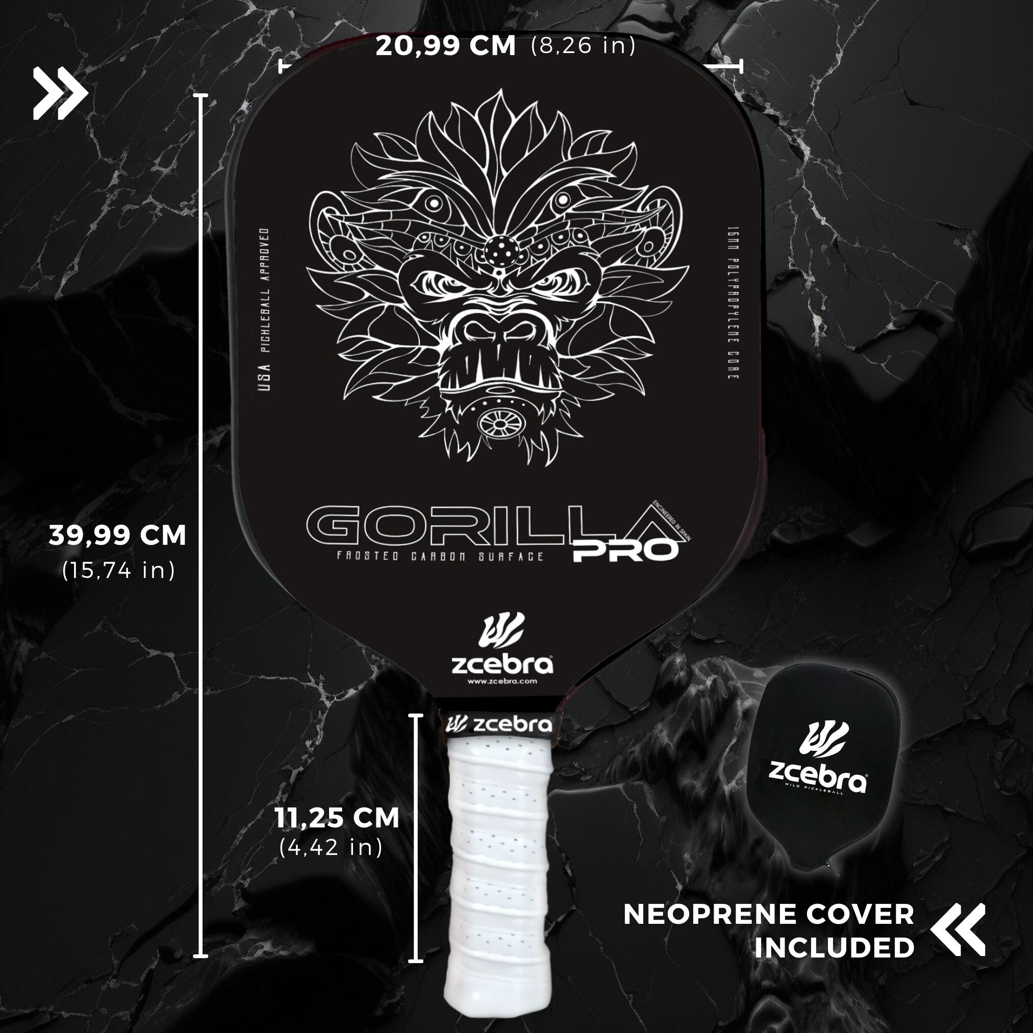 Pala de Pickleball Zcebra Gorilla Pro Pure Carbon 4/5