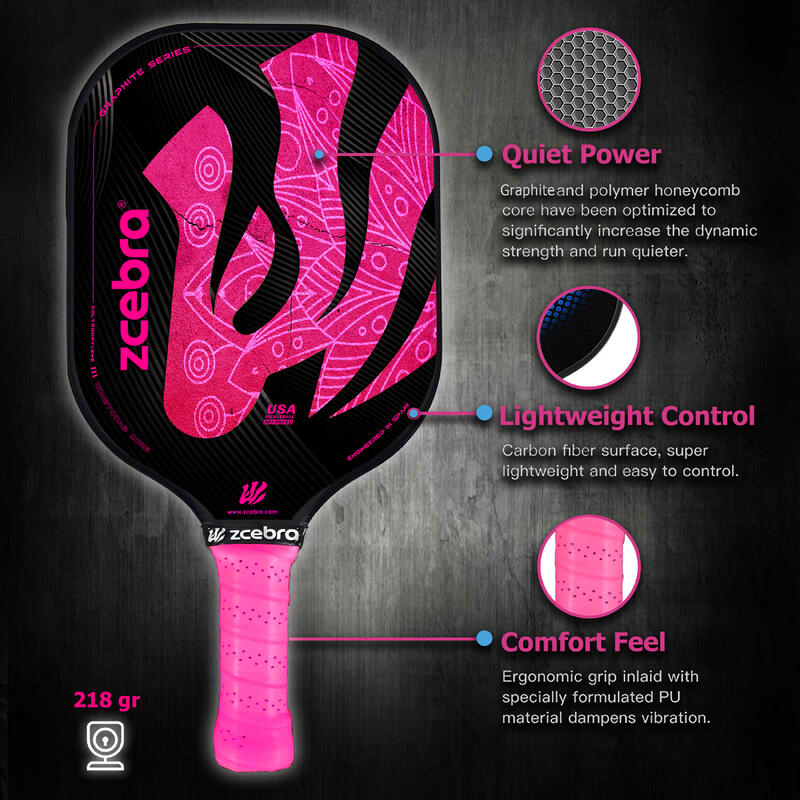 Raquette de Pickleball ROSE de la série Graphite de Zcebra