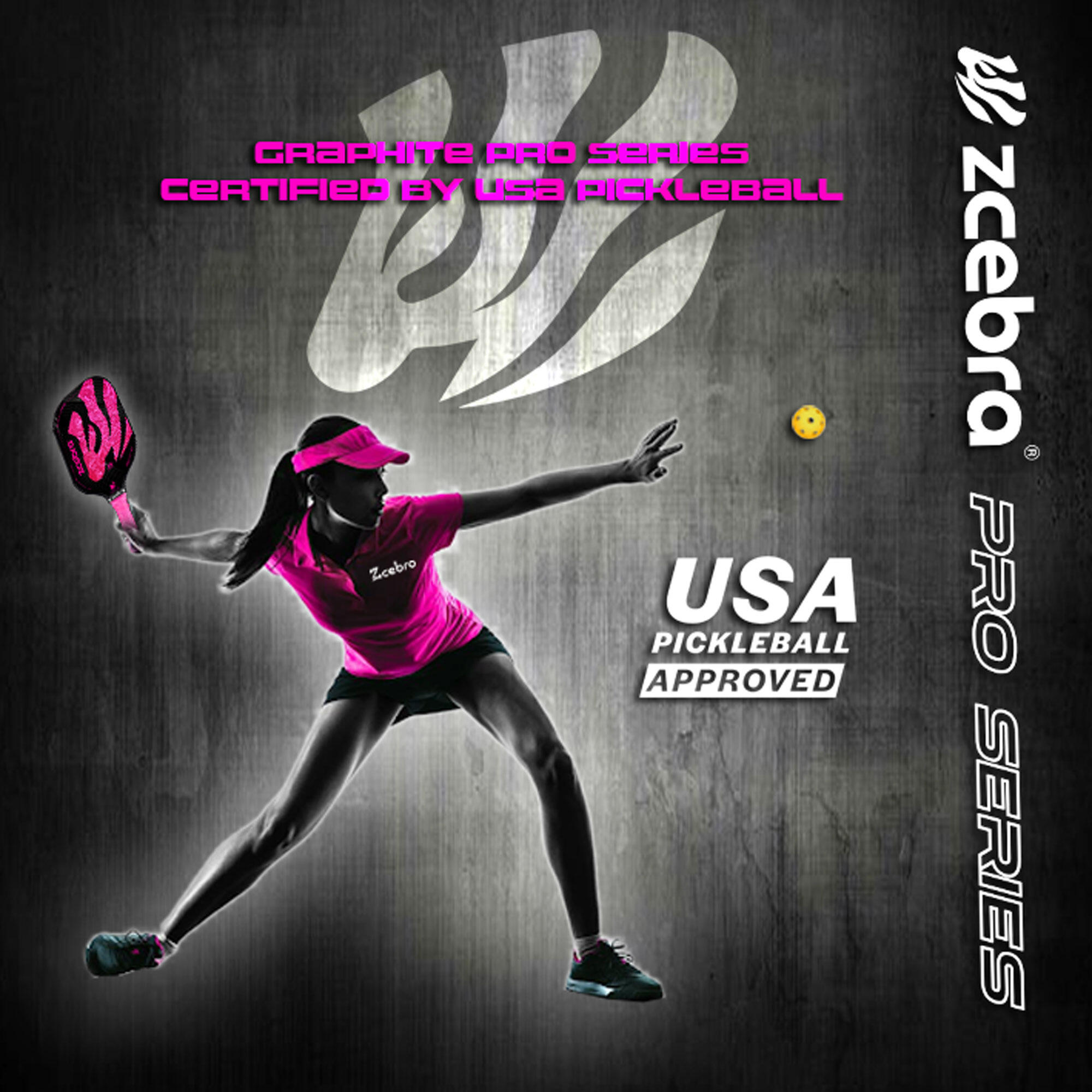 Pala di Pickleball Zcebra Serie Grafite ROSA 7/7