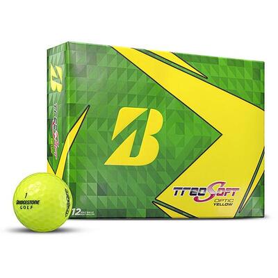 Doos met 12 bridgestone treosoft golfballen geel