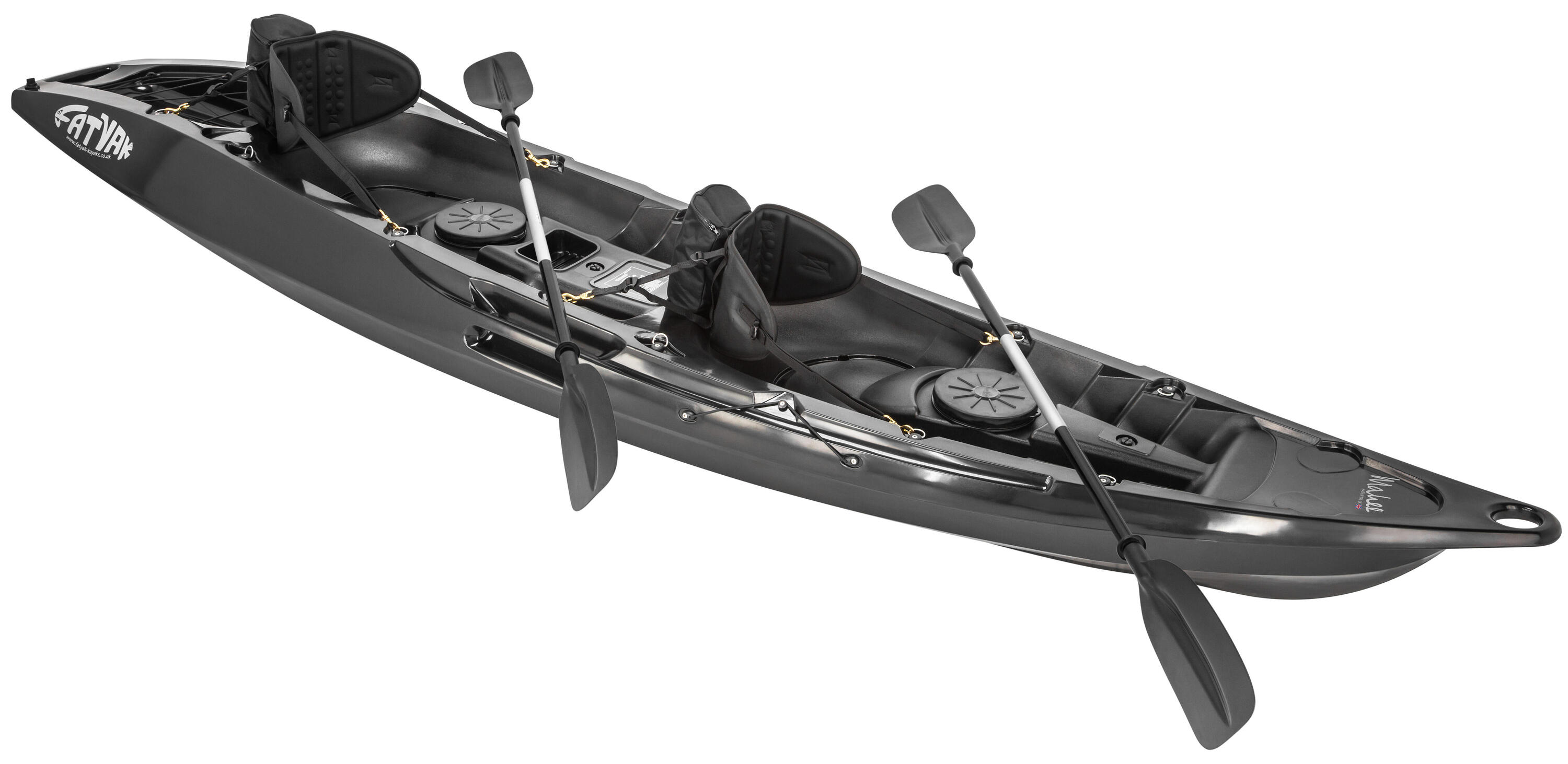 FATYAK RECYCLED MARINE PLASTIC MAHEE 2-PERSON RIGID KAYAK PACKAGE - BLACK