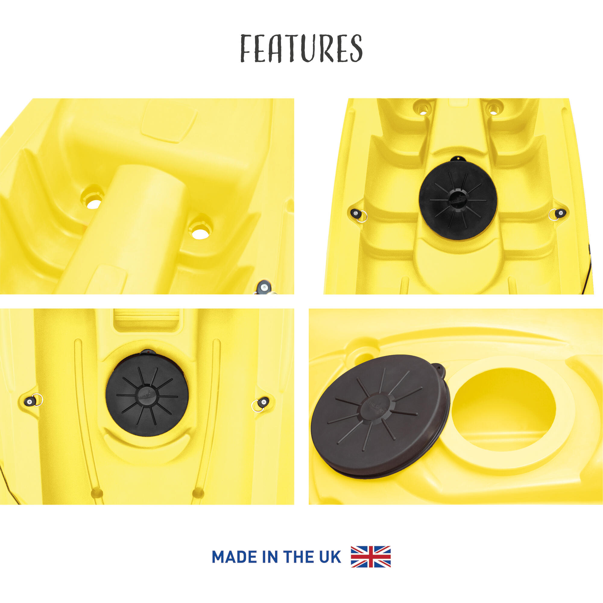 MAHEE 2-PERSON RIGID KAYAK - YELLOW Recyclable Marine Plastic 3/7